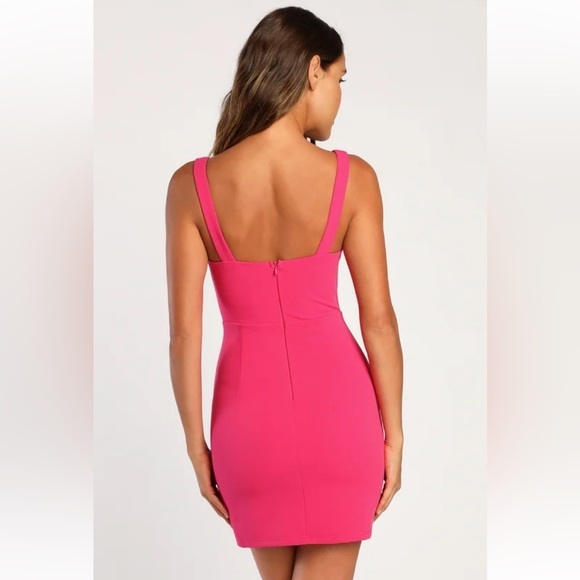 Lulus NWT Flirtatious Sensation Hot Pink Corset Bodycon Mini Dress Size Small - Picture 4 of 11